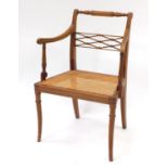 Regency mahogany occasional chair with cane seat, 85cm high : For Further Condition Reports,