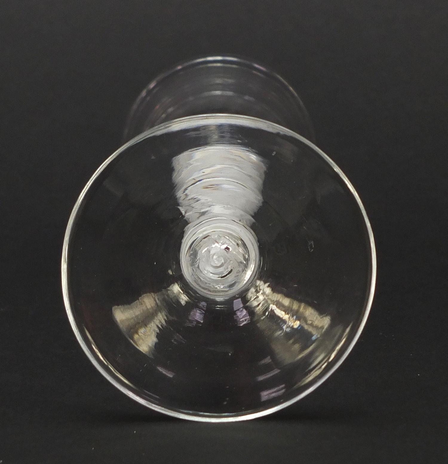 18th century wine glass with writhen bowl and opaque twist stem, 15cm high : For Further Condition - Image 6 of 6
