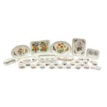 Portmeirion Botanic Garden dinnerware including meat plates and ramekins, the largest 35cm in length