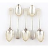 Pair of mid Victorian silver fiddle pattern teaspoons, Josiah Williams & Co, Exeter 1855, together
