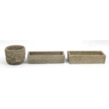 Set of three stoneware garden planters including a pair, 13.5cm H x 55cm W x 23cm D : For Further