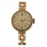 9ct gold ladies Rolex Precision wristwatch, with 9ct gold strap, the dial 15mm in diameter, 17.