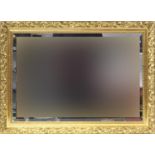 Rectangular gilt framed wall hanging mirror with bevelled glass, 84cm x 60cm : For Further Condition