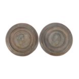 Two circular bronzed portrait plaques, each 15cm in diameter : For Further Condition Reports, Please