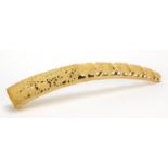 African ivory tusk bridge carved with elephants and wild animals, 41cm in length : For Further