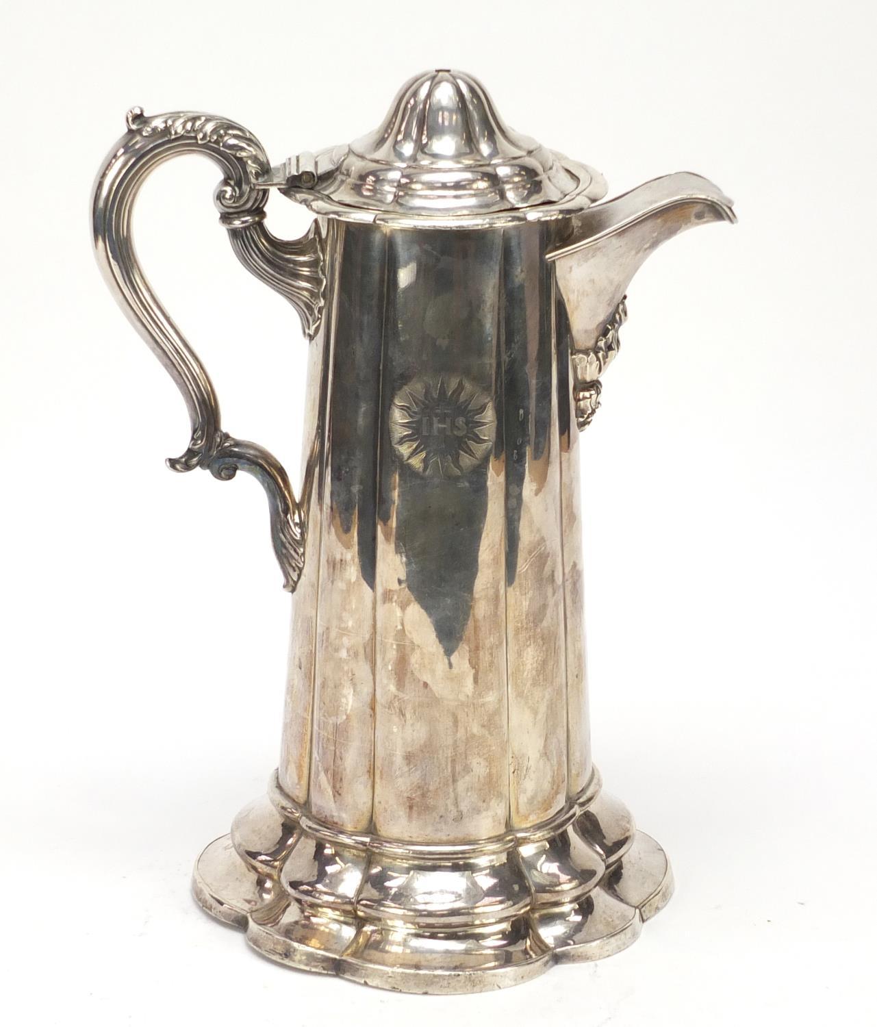 Large silver plated communion wine jug, 34.5cm high : For Further Condition Reports, Please Visit - Image 4 of 8