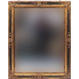 Large rectangular gilt framed and ebonised bevel edged mirror, 144cm x 117cm : For Further Condition