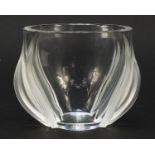 Lalique frosted and clear glass flower vase etched Lalique France, 10.5cm high : For Further