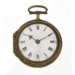18th century gentlemen's shagreen pair cased pocket watch by James Vigne, with verge fusée