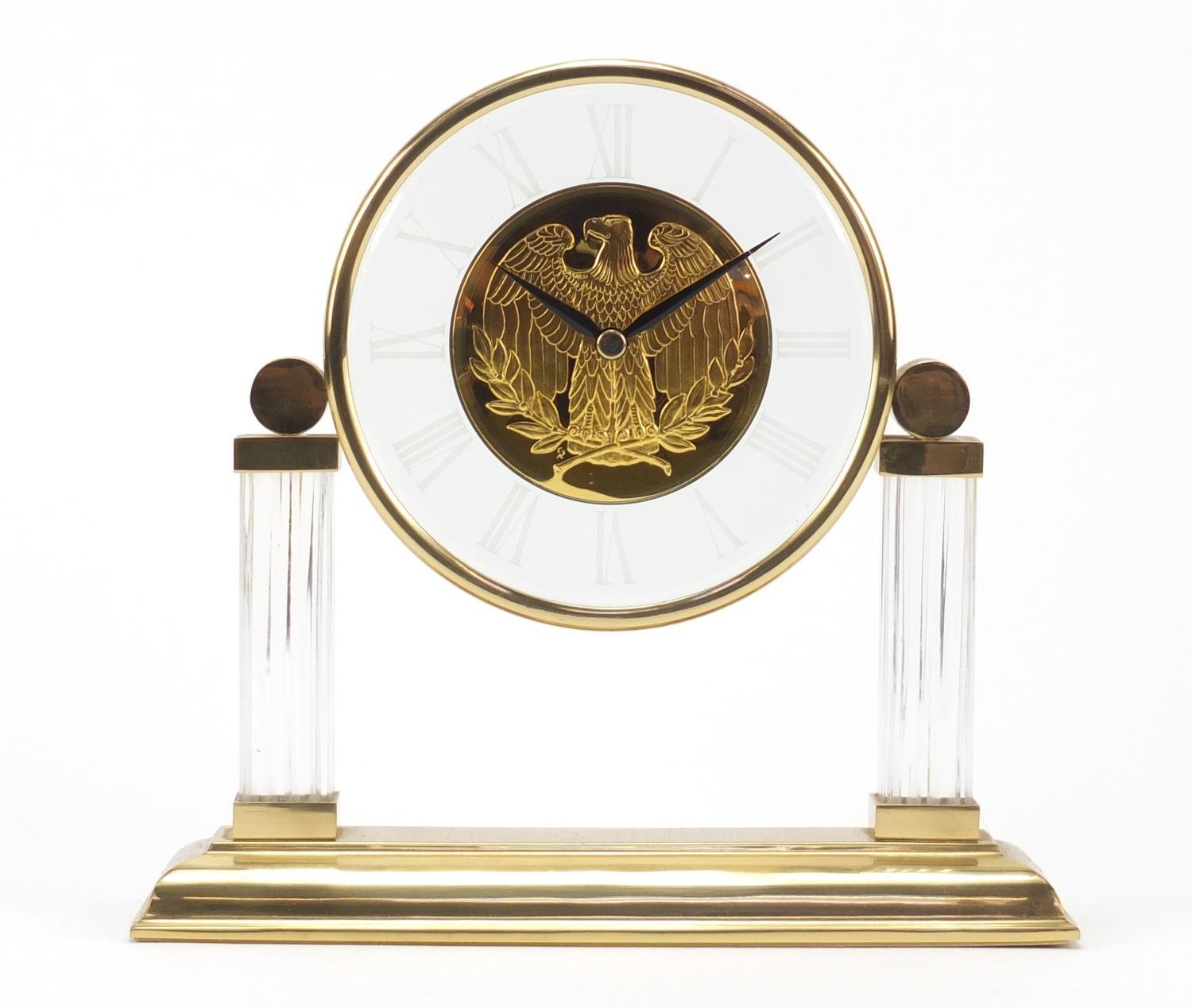Franklin Mint golden eagle commemorative clock by Gilroy Roberts, 21cm high : For Further