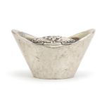 Chinese silver coloured metal ingot, impressed marks, 6cm wide : For Further Condition Reports,
