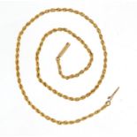 Unmarked gold rope twist necklace, (tests as 9ct gold) 36cm in length, 4.0g : For Further