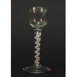 18th century wine glass with opaque twist stem, 14.5cm high : For Further Condition Reports,