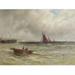 Gustav De Breanski - Fishing off Deal, 19th century oil on canvas, framed, 60cm x 44cm : For Further