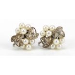 Pair of silver Mikimoto cultured pearl earrings, 1.5cm in length, 6.0g : For Further Condition