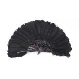 Victorian tortoiseshell and ostrich feather brisée fan, 41.5cm in length : For Further Condition