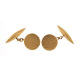 Pair of 9ct gold cufflinks, 2cm in length, 2.8g : For Further Condition Reports, Please Visit Our