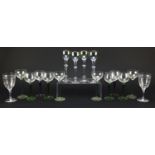 Edwardian and later glassware including set of four Moser style enamelled hock glasses and ten