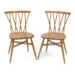 Lucian Ercolani for Ercol pair of 1970's candlestick dining chairs, each 78cm high : For Further