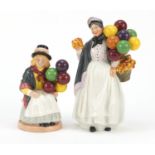 Two Royal Doulton figurines comprising Biddy Penny Farthing HN 1843 and Balloon Girl HN2818, the