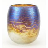 Irisdescent Art Glass vase by Siddy Langley, dated 81, 14cm high : For Further Condition Reports,