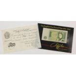 1955 Bank of England white five pound note, L K O'Brien Chief Cashier, serial number B46A070149