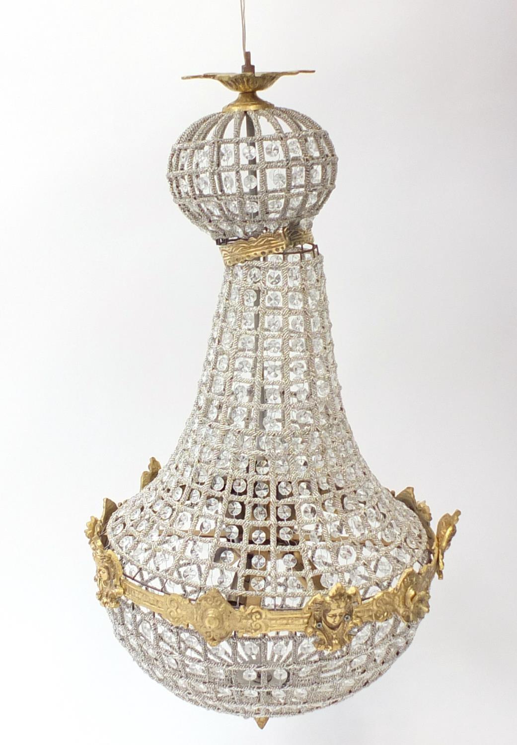Ornate gilt brass chandelier, 75cm high : For Further Condition Reports, Please Visit Our Website, - Image 2 of 4