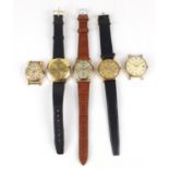 Group of five gentlemen's wrist watches comprising Delphi antimagnetic automatic wristwatch, Hefco