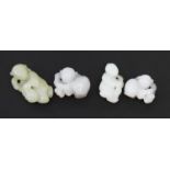 Four good Chinese carved celadon and white jade kimonos, the largest 4.2cm high : For Further