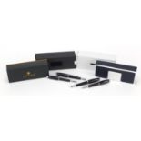Two Cross fountain pen and ballpoint pen sets with boxes, each inscribed Hargreaves Landsdowne : For