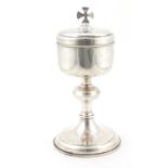 Victorian silver topped ciborium, B & W Ltd, Birmingham 1901, the top weighs 112g, 20cm high : For