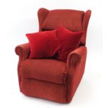 Manual reclining armchair with red upholstery : For Further Condition Reports, Please Visit Our