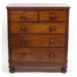 Victorian mahogany five drawer chest, 114cm H x 100cm W x 47cm D : For Further Condition Reports,