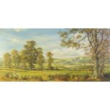 W Howells - Sussex landscape, oil on canvas, framed, 100cm x 49.5cm : For Further Condition Reports,