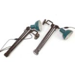 Pair of industrial Anglepoise clamp lamps, each 67cm wide when closed : For Further Condition