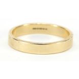 9ct gold wedding band, size W, 4.4g : For Further Condition Reports, Please Visit Our Website,