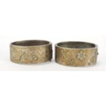 Two Victorian style silver bangles with engraved decoration, 60.5g : For Further Condition