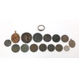 Antiquarian world coinage together with a Roman style bronzed ring and a pendant : For Further