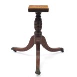 George III mahogany tripod table base with paw feet, 68cm high : For Further Condition Reports,