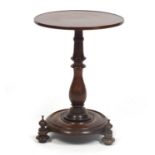 Circular mahogany and rosewood occasional table, 50cm high, the top 36cm in diameter : For Further
