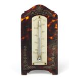 19th century tortoiseshell and ivory easel desk top thermometer, 16cm : For Further Condition