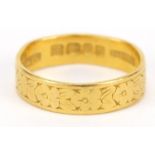 22ct gold wedding band with engraved decoration, size L, 3.4g : For Further Condition Reports,