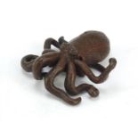 Japanese patinated bronze model of an octopus bearing seal marks to base, 6.2cm long : For Further