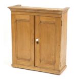 Victorian pine two door cupboard, 80cm H x 72cm W x 29cm D : For Further Condition Reports, Please