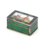 Continental silver and enamel patch box, with hinged lid and gilt interior, SG maker's mark, 2.9cm