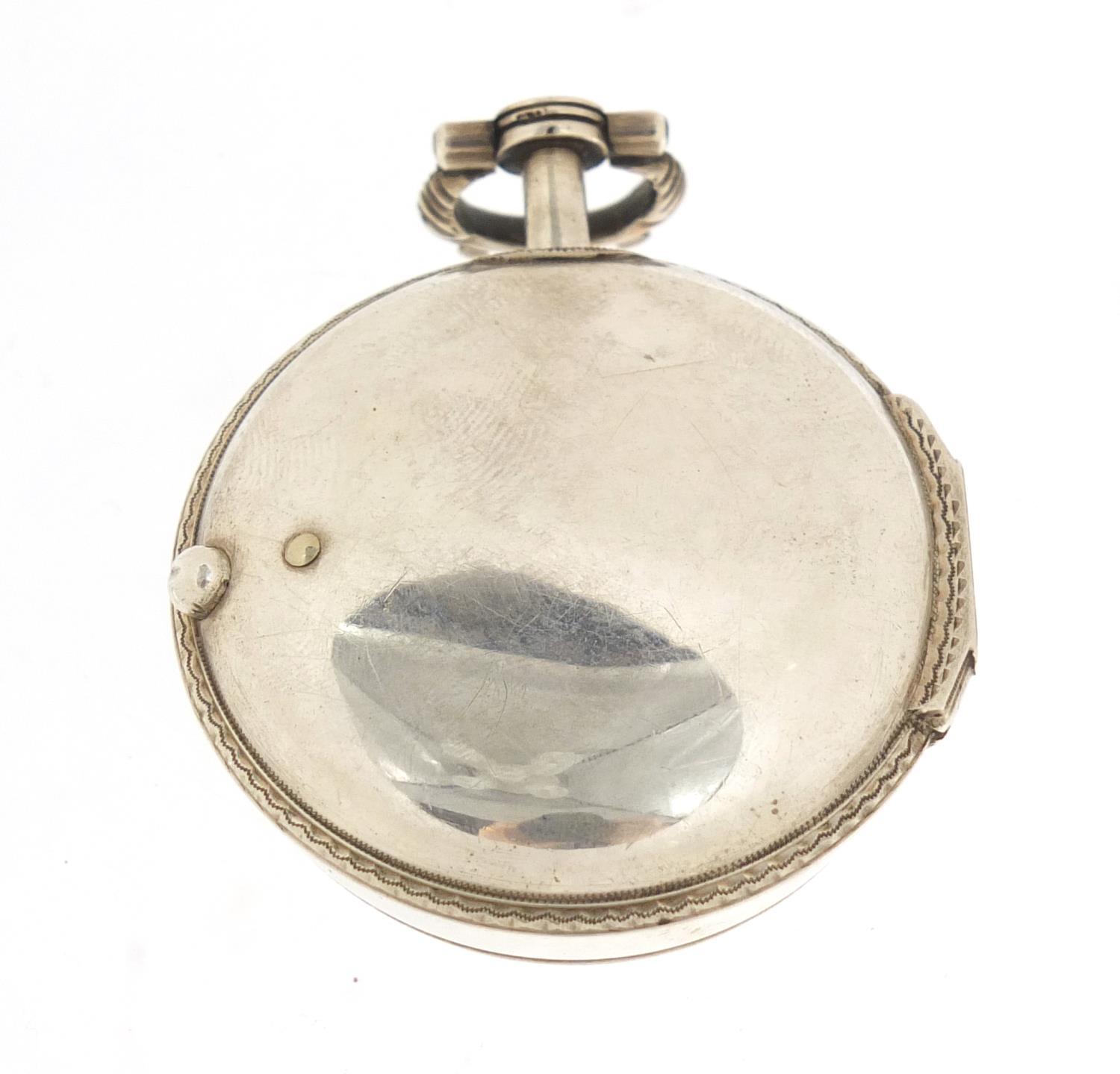 Gentlemen's silver and tortoiseshell double pair cased pocket watch with verge fusée movement, the - Image 12 of 19