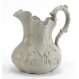 Copeland & Garrett late Spode jug decorated in relief with a classical scene, 22cm high : For