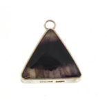 Silver mounted Blue John pendant by PEK Sheffield 1981, 2.6cm high, 7.5g : For Further Condition