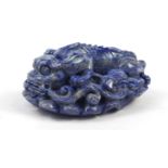Chinese lapis lazuli carving of a dragon, 8.5cm in length : For Further Condition Reports, Please