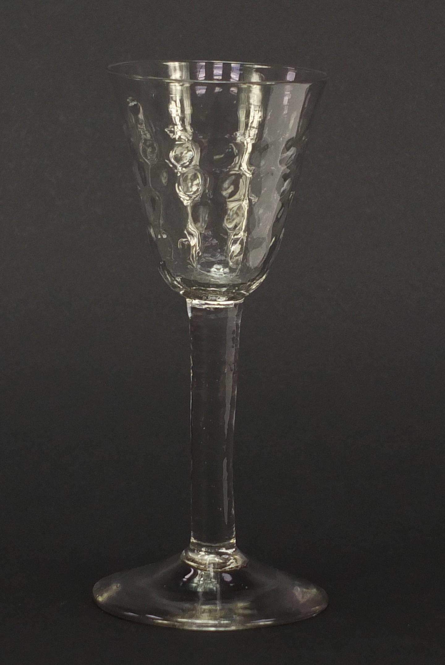 18th century wine glass bobbled bowl, 17cm high : For Further Condition Reports, Please Visit Our